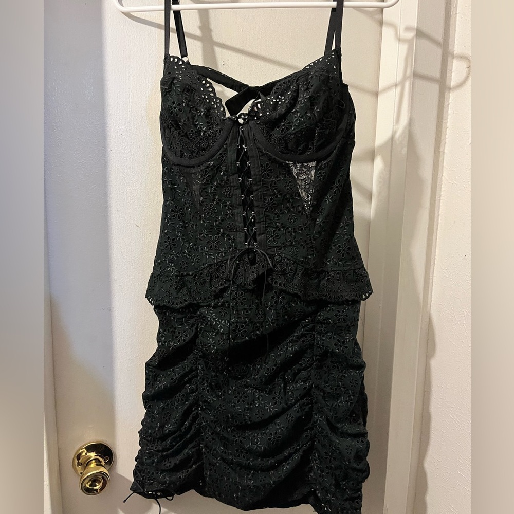 For Love and Lemons- size XL- NWT black eyelet mini dress.